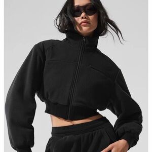 Alo Polar Fleece Cropped Wintry Mix Jacket size XS like New condition Black